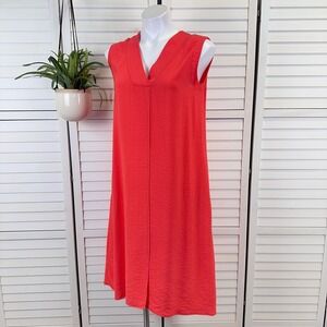 Niche Nilgun Derman Coral Orange Dress Sleeveless V Neck Lagenlook Size‎ XS